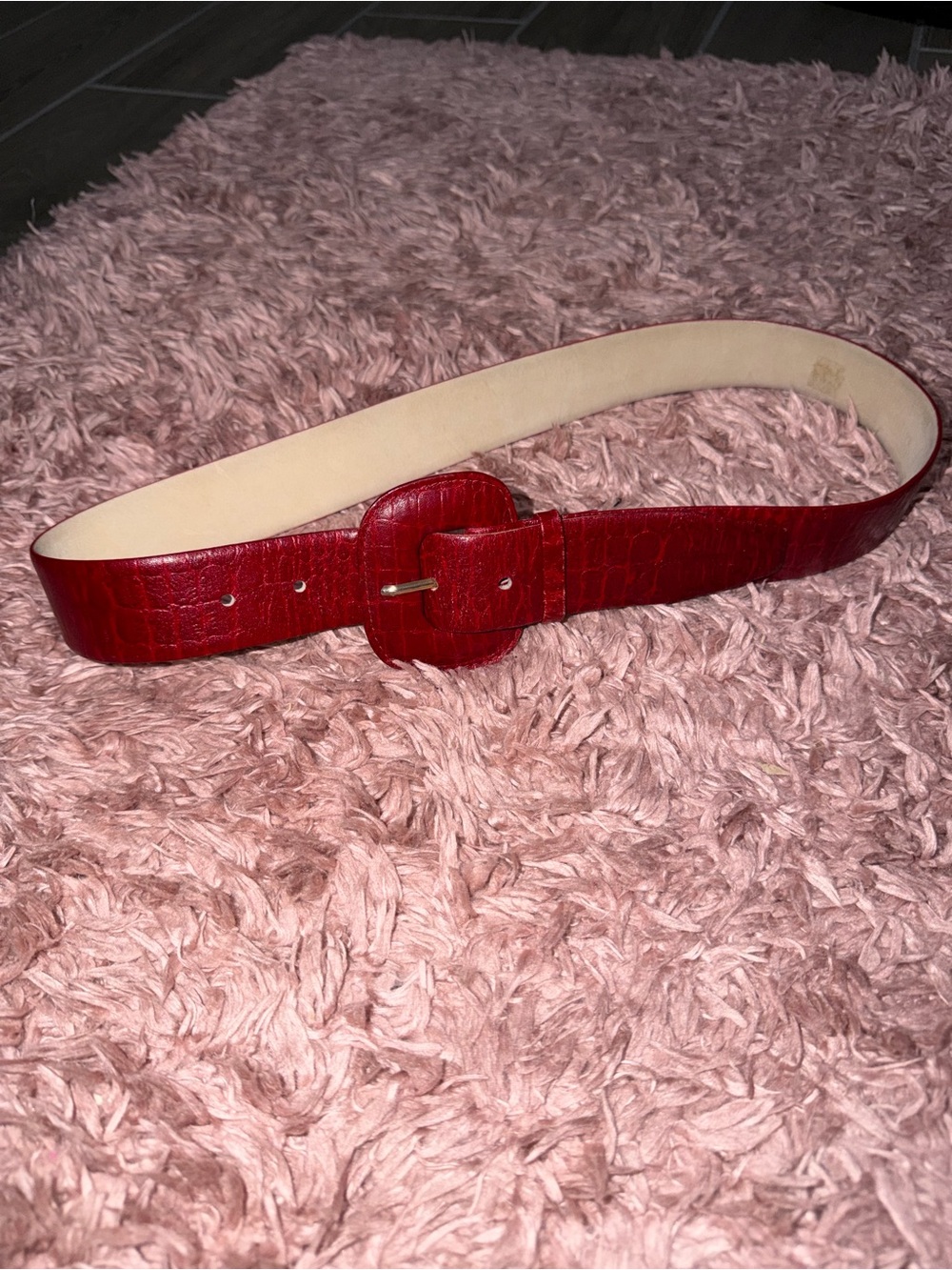 Vintage The Ritz Red Textured Leather Waist Belt